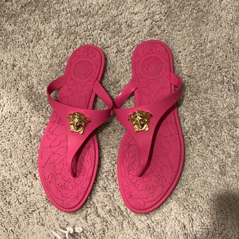Versace pink thong sandals